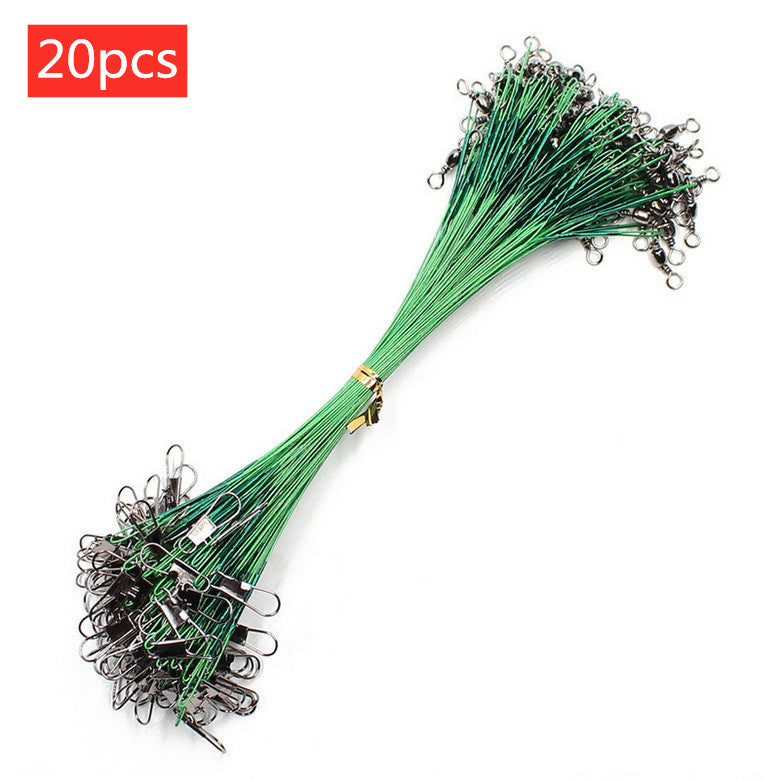 20PCS Bas de ligne acier avec agrafe – Résistant et anti-coupe pour carnassiers